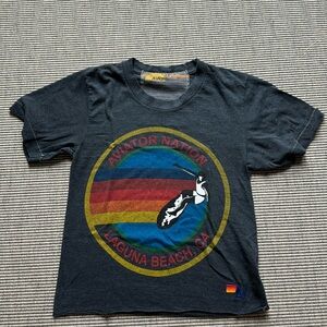 AVIATOR NATION LAGUNA BEACH BOYFRIEND TEE - HEATHER dark gray/blue. Size XS.